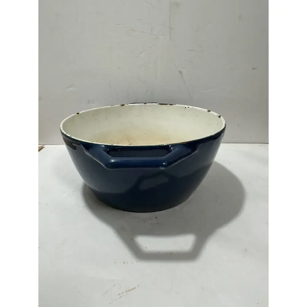 Copco D2 Blue Enameled Cast Iron Sauce Pan Pot 8”x X4” Collectable Rustic Look‎